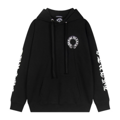 Chrome Hearts White Print Hoodie Black
