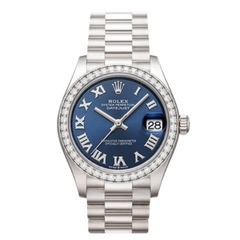 Rolex Oyster Perpetual Watch Blue Dial & Silver Wrist
