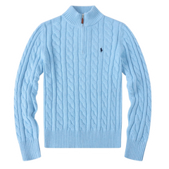 Ralph Lauren Cable Knit Halfzip Light Blue