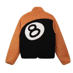 Stussy 8 Ball Sherpa Reversible Jacket Orange & Black