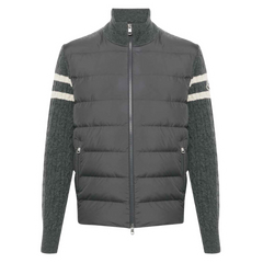 Moncler Two Stripe Cardigan Grey