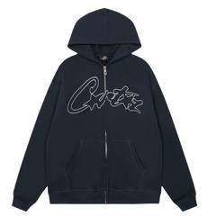 Corteiz Thick Stitch Alcatraz Zipper Navy Blue
