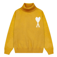 Ami Paris Turtleneck Knit Sweater Yellow