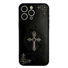 Chrome Hearts Leather Phone Case Black