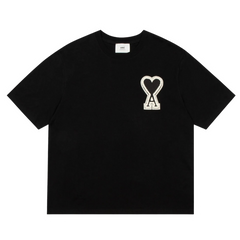 Ami Paris White Stitched T-Shirt Black