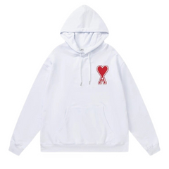 Ami Paris Red Icon Hoodie White
