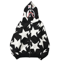 Bape White Stars Zipper Black