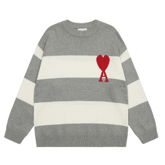 Ami Paris Knit Sweater Grey & White
