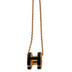 Hermes Mini Pop H Necklace Gold & Black