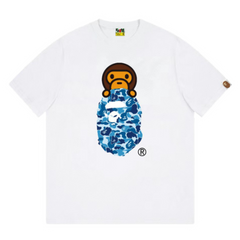 Bape T-Shirt White & Blue