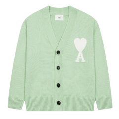 Ami Paris Knit Button Up Cardigan Green