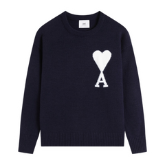 Ami Paris Knit Sweater Navy Blue