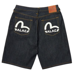 Palace x Evisu Denim Shorts Dark Blue