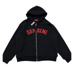 Supreme Red Writing Zipper Black