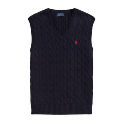 Polo Ralph Lauren Cable-Knit Cotton Sweater Vest Hunter Navy