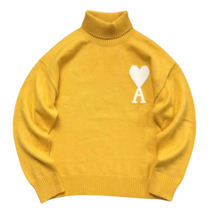 Ami Paris Woolneck Knit Sweater Yellow