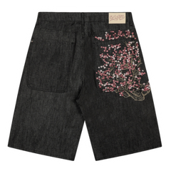 Derschutze Cherry Blossom Denim Shorts