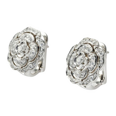 Chanel Camellia Earrings Silver