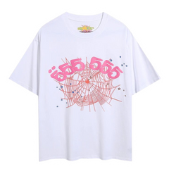 Sp5der 555 Print T-Shirt White & Pink