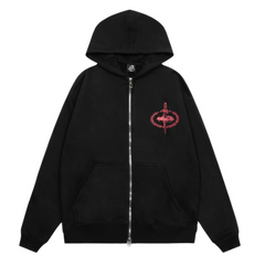 Corteiz Red Icon Zipper Black