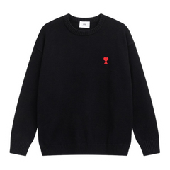 Ami Paris Small Icon Knit Sweater Black