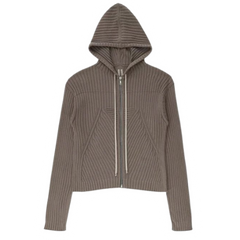 Rick Owens Ribbed Cotton Zip-Up Hoodie