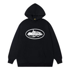 Corteiz Chestprint Hoodie Black & White